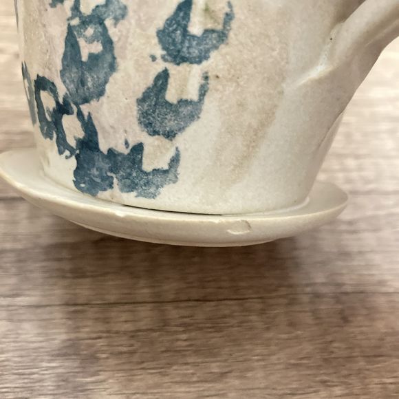 Roman Blanchard Pottery Syrup Pitcher Attached Underplate Vermont Studio Art - Picture 7 of 9